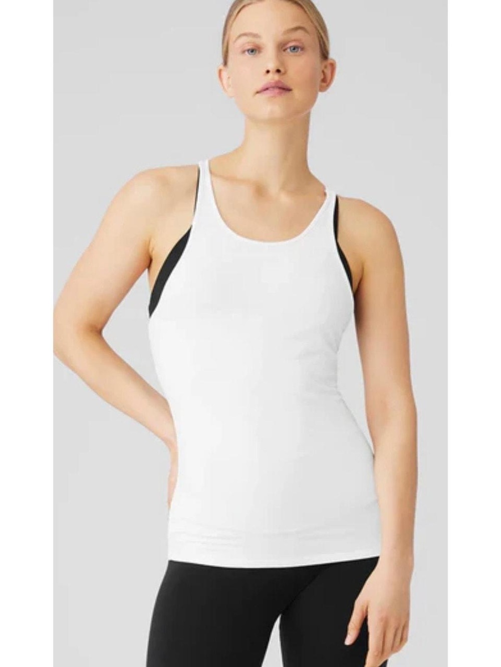 Alo White Racerback Tank Top